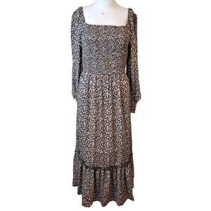 NEW Promesa Small Dress women maxi long flower longsleeve square neck stretch